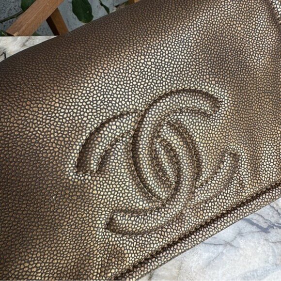 SOLD Chanel Classic Timeless CC Single Flap Metallic Caviar Shoulder Bag - Picture 4 of 16